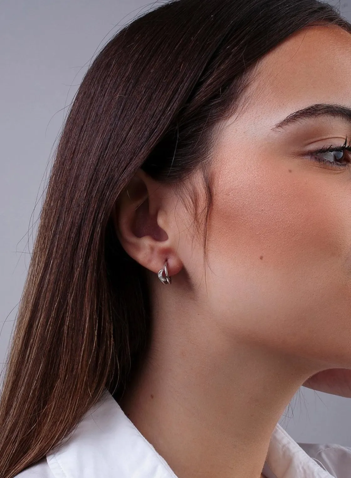 Pendientes Pequeños | LINEARGENT Pendientes aros pequeños diseño espiral con motivo de luna