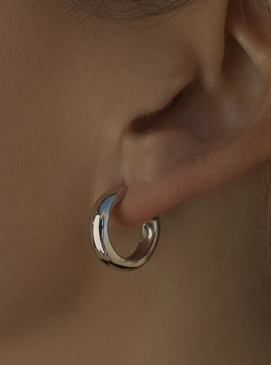 Pendientes Aro | LINEARGENT Pendientes aros pequeños diseño grueso y plata lisa