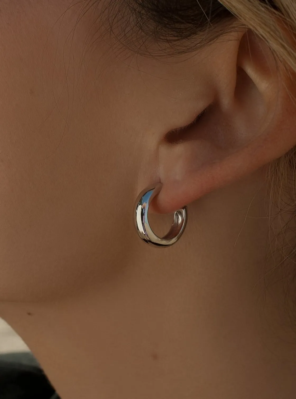 Pendientes Aro | LINEARGENT Pendientes aros pequeños diseño grueso y plata lisa