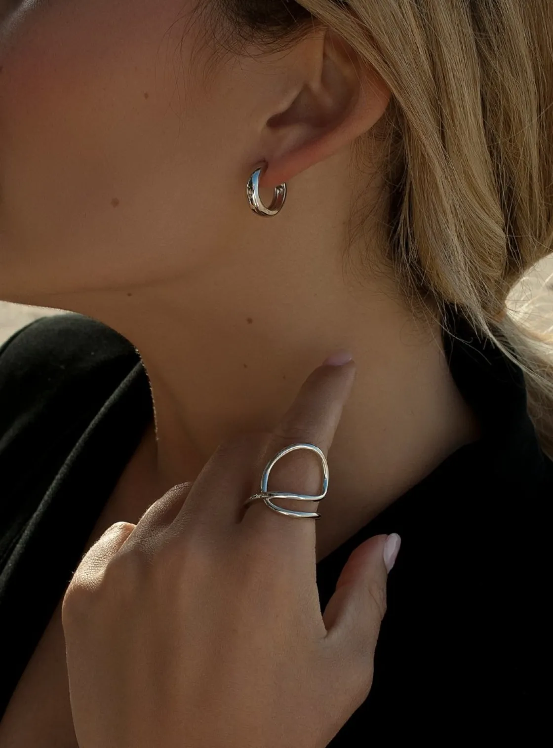 Pendientes Aro | LINEARGENT Pendientes aros pequeños diseño grueso y plata lisa