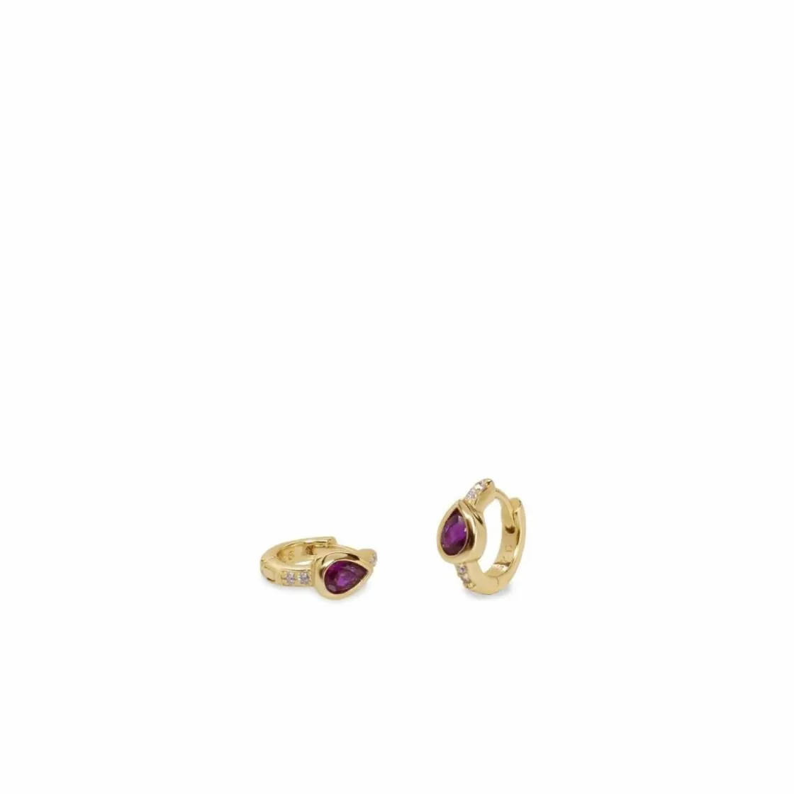 Pendientes Pequeños | LINEARGENT Pendientes aros pequeños diseño lágrima fucsia y circonitas