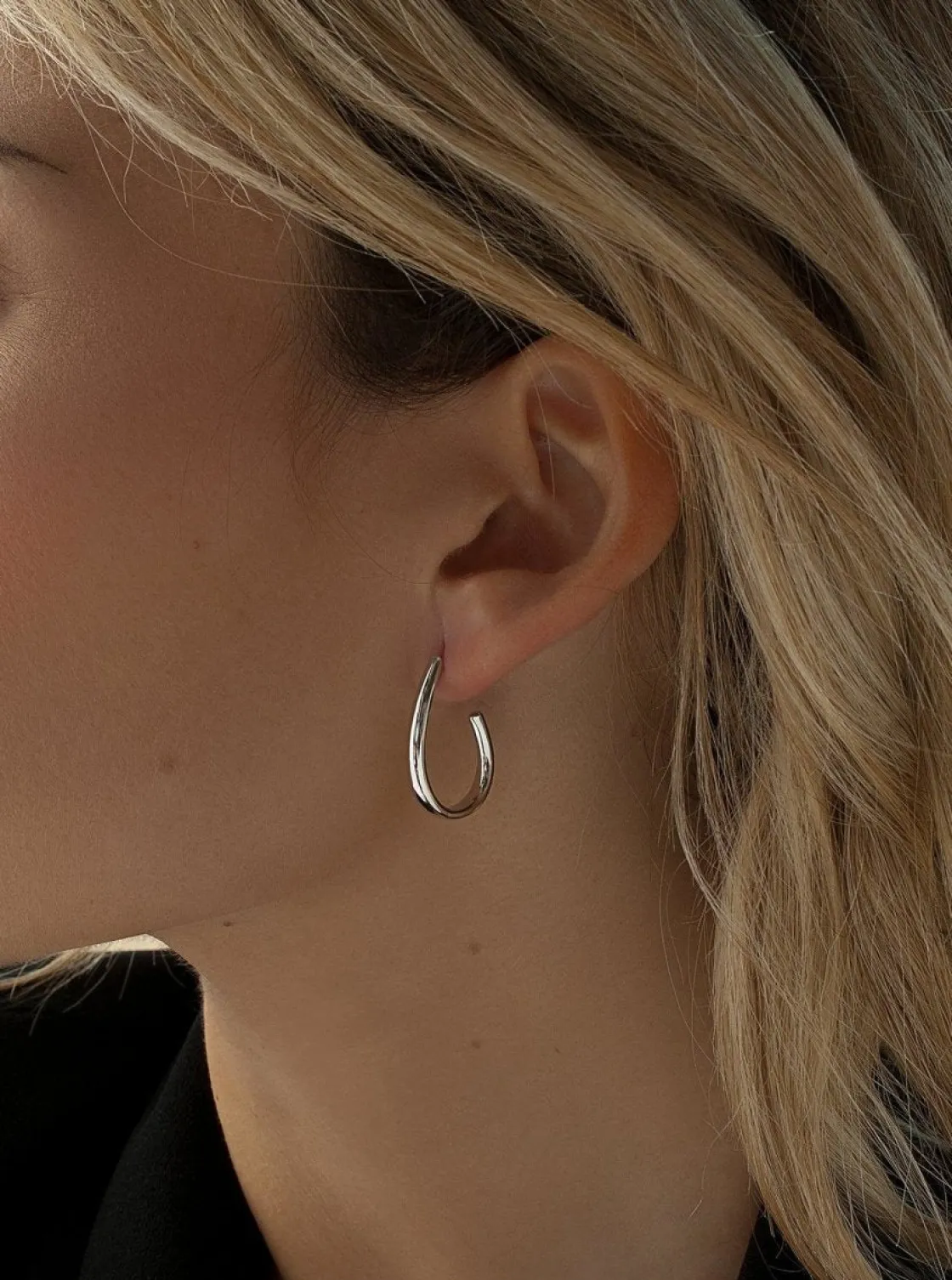 Pendientes Aro | LINEARGENT Pendientes aros pequeños diseño semiabierto redondo y plata lisa