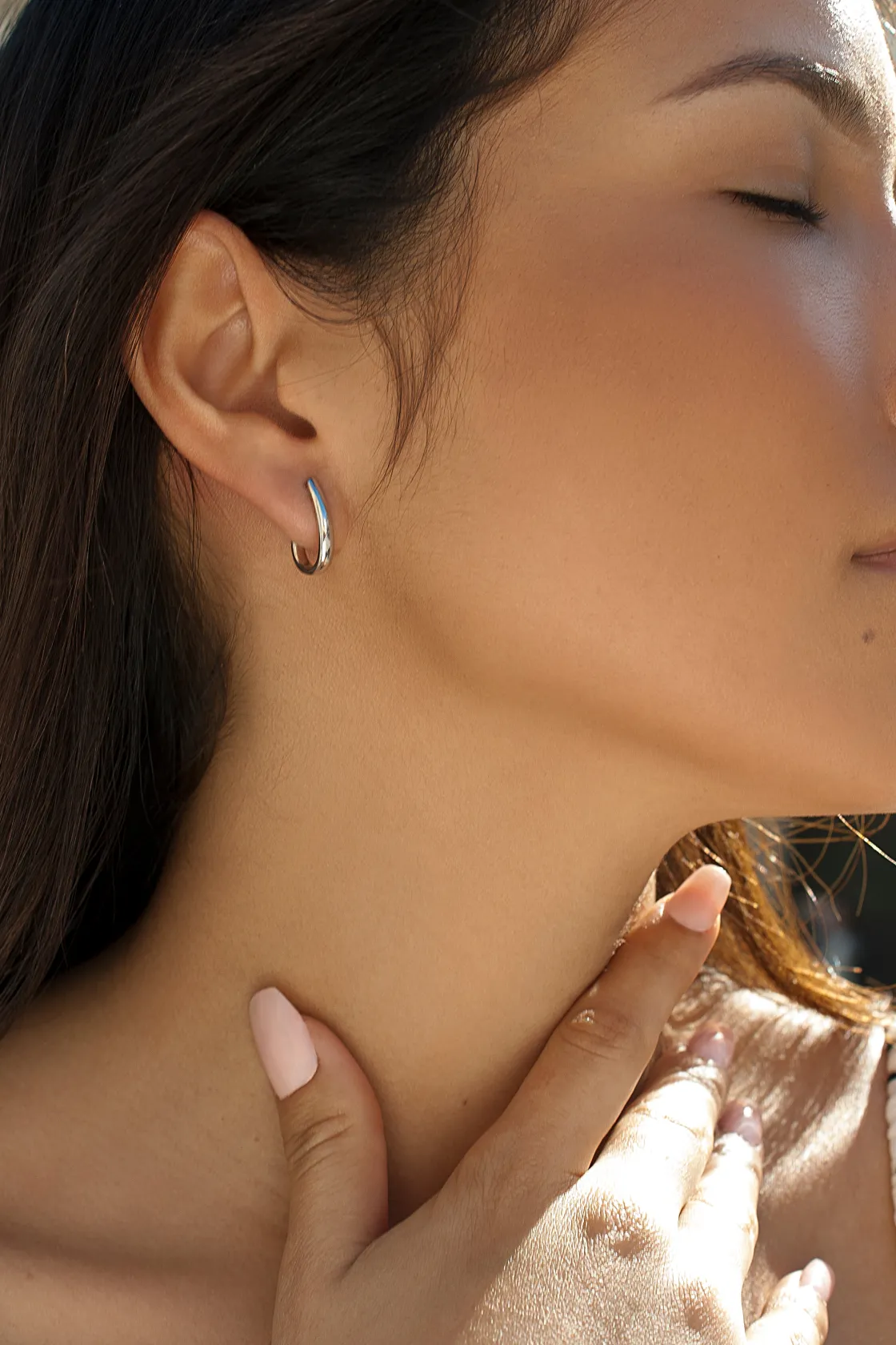 Pendientes Aro | LINEARGENT Pendientes aros pequeños diseño semiabierto y plata lisa