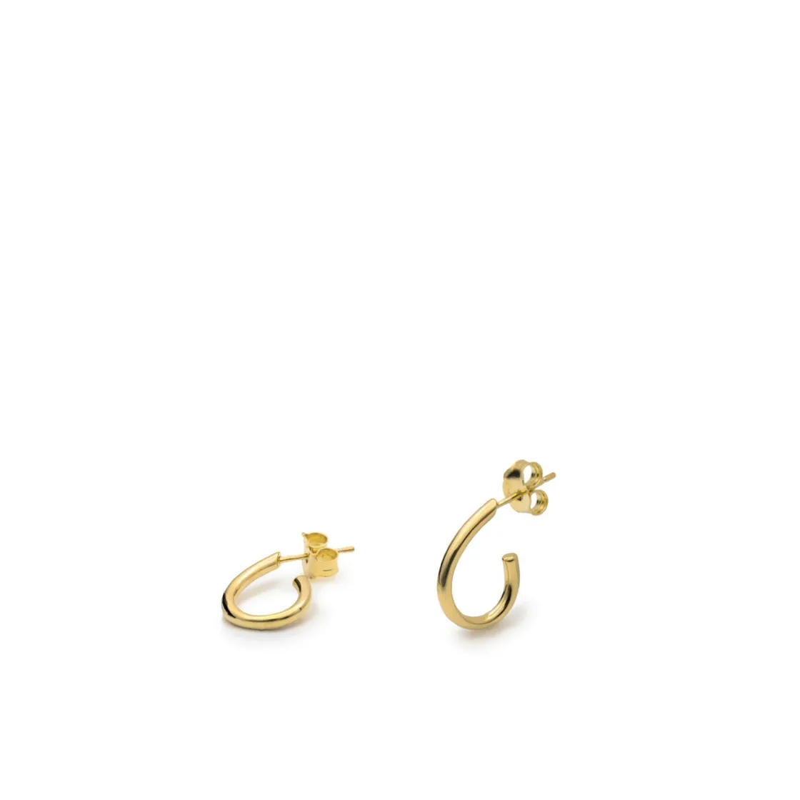 Pendientes Aro | LINEARGENT Pendientes aros pequeños diseño semiabierto y plata lisa bañada en oro