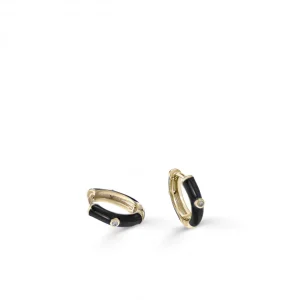 Pendientes Pequeños | Pendientes Aro | LINEARGENT Pendientes aros pequeños esmalte negro y circonita central
