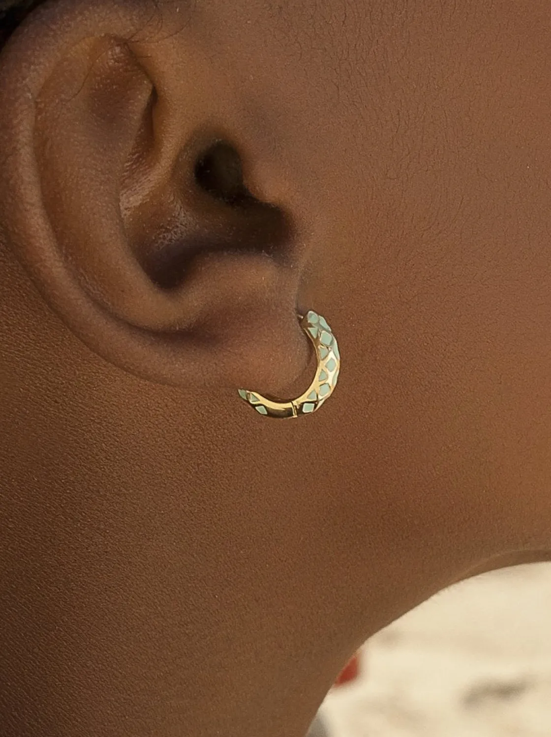 Pendientes Aro | LINEARGENT Pendientes aros pequeños estampado geométrico tono blanco