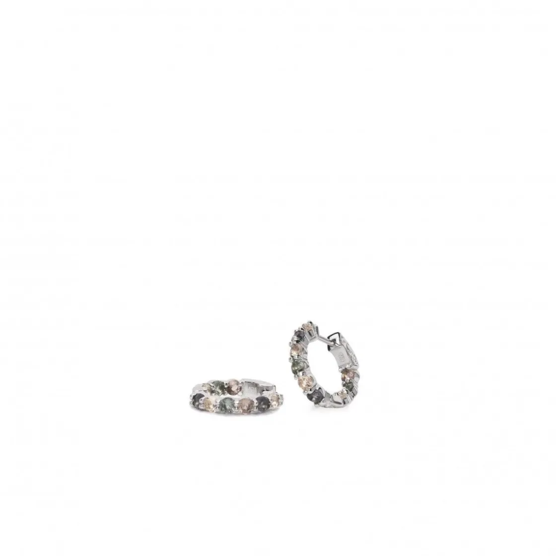 Pendientes Aro | LINEARGENT Pendientes aros pequeños formados por cuarzos adamantinos talla ovalada