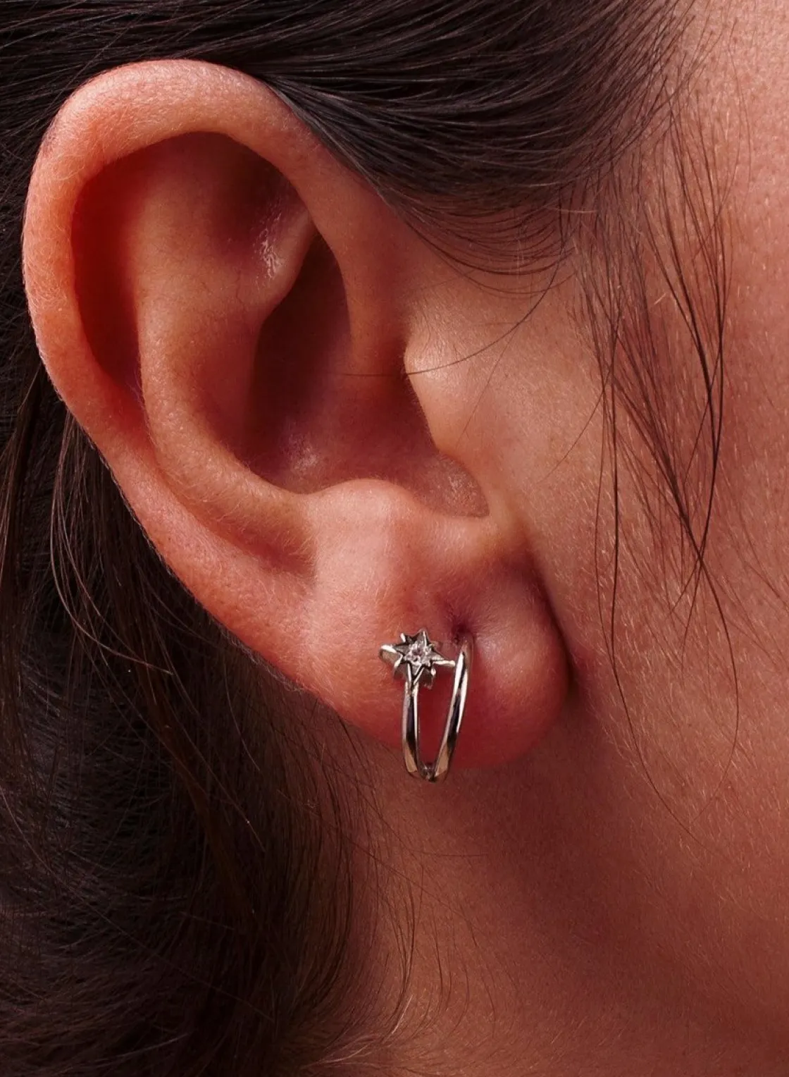 Pendientes Pequeños | LINEARGENT Pendientes aros pequeños motivo estrella y diseño espiral