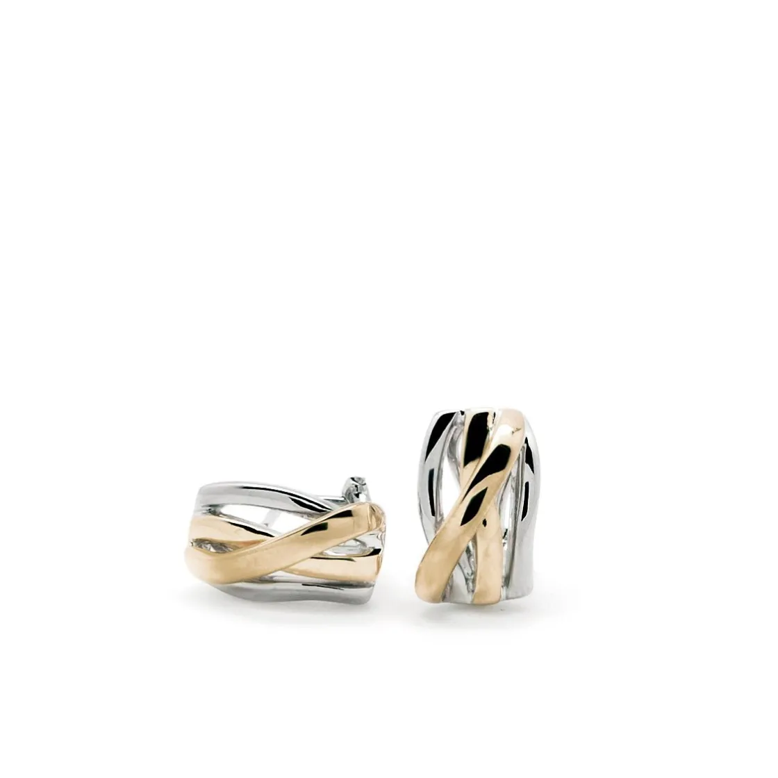 Pendientes Bicolor | Pendientes Cierre Omega | LINEARGENT Pendientes bicolor bañados en oro con relieve