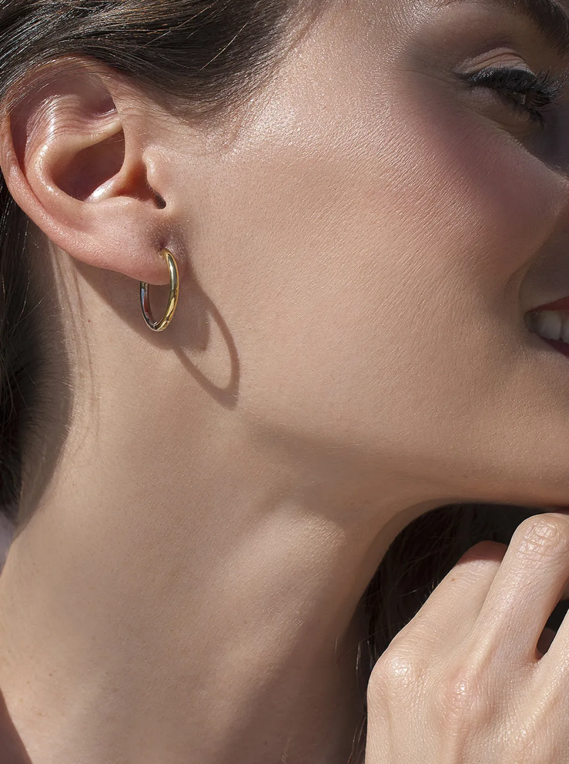Pendientes Aro | LINEARGENT Pendientes bicolor de plata diseño aro