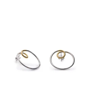 Pendientes Bicolor | LINEARGENT Pendientes bicolor de plata diseño aro con tirabuzón