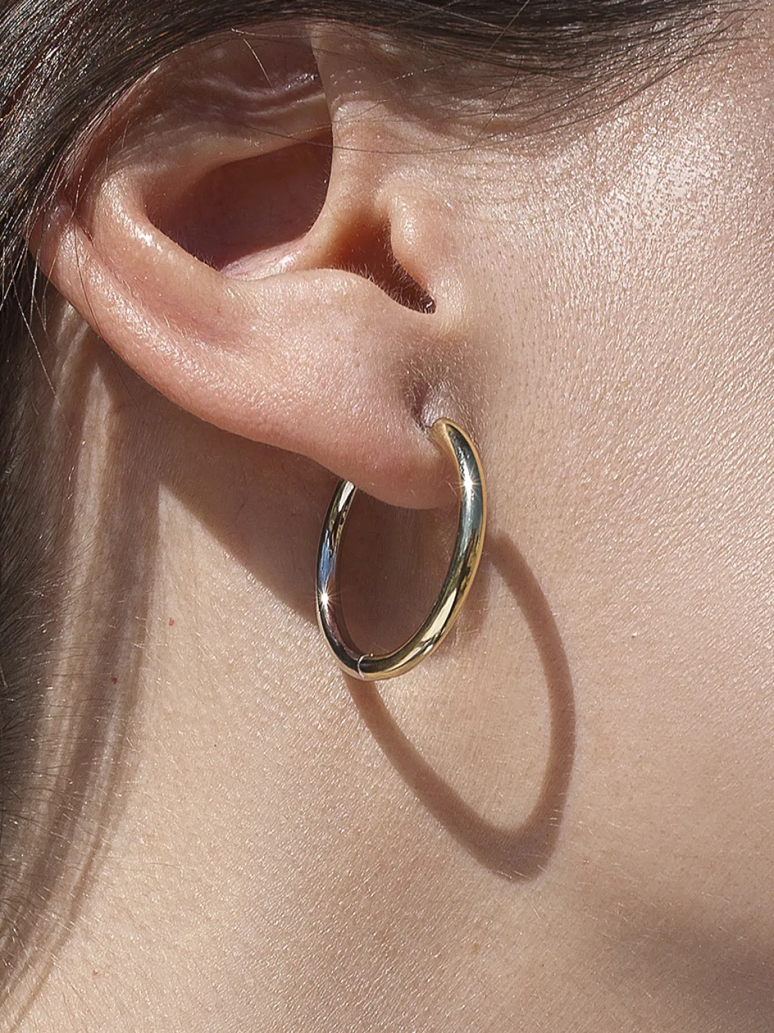 Pendientes Aro | LINEARGENT Pendientes bicolor de plata diseño aro grande