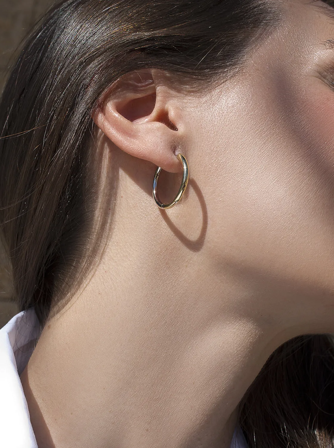 Pendientes Aro | LINEARGENT Pendientes bicolor de plata diseño aro grande