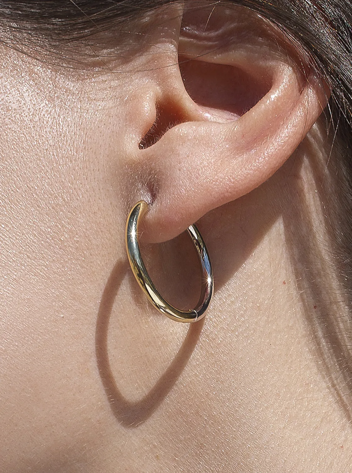 Pendientes Aro | LINEARGENT Pendientes bicolor de plata diseño aro mediano
