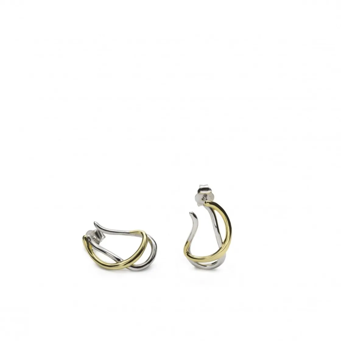 Pendientes Bicolor | LINEARGENT Pendientes bicolor de plata originales con motivo curvilíneo