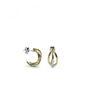 Pendientes Bicolor | LINEARGENT Pendientes bicolor de plata originales diseño ovalado triple raíl y baño en oro
