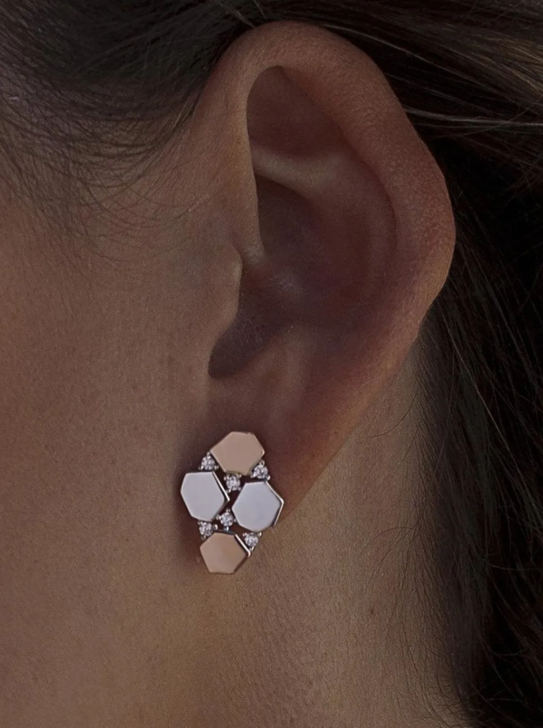 Pendientes Bicolor | LINEARGENT Pendientes bicolor diseño abstracto con circonitas