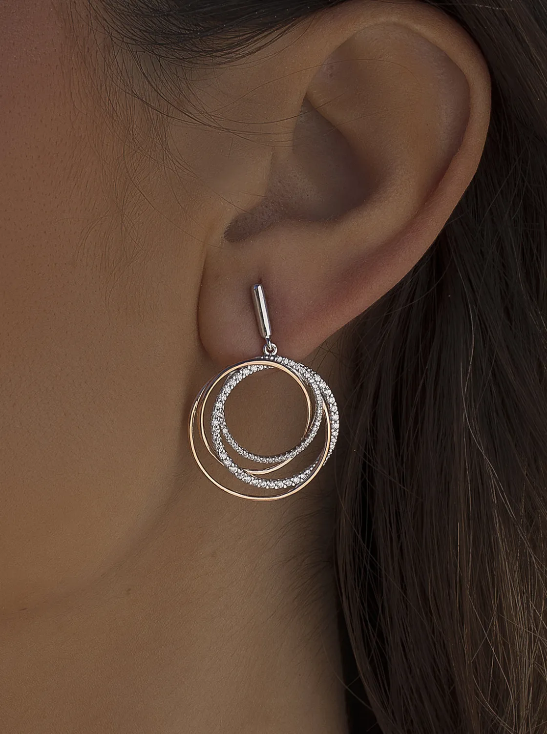 Pendientes Bicolor | LINEARGENT Pendientes bicolor diseño círculos entrelazados