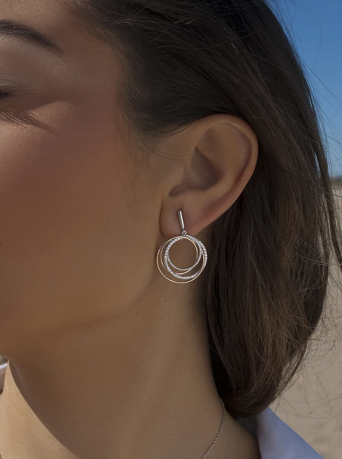 Pendientes Bicolor | LINEARGENT Pendientes bicolor diseño círculos entrelazados
