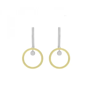 Pendientes Bicolor | Pendientes Largos | LINEARGENT Pendientes bicolor diseño de doble círculo colgante