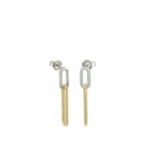 Pendientes Bicolor | Pendientes Largos | LINEARGENT Pendientes bicolor diseño de dos eslabones medidas distintas