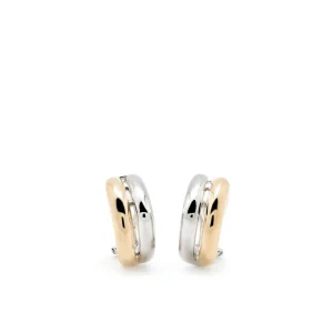 Pendientes Bicolor | Pendientes Cierre Omega | LINEARGENT Pendientes bicolor diseño doble banda gruesa