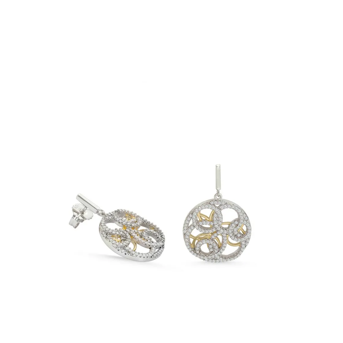 Pendientes Bicolor | LINEARGENT Pendientes bicolor diseño entrelazado con circonitas