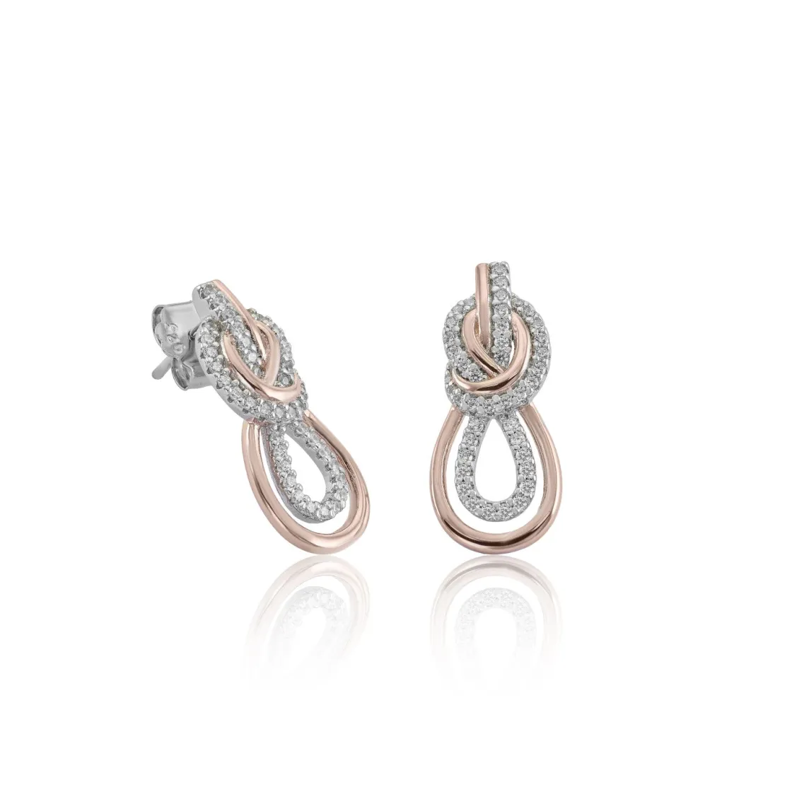 Pendientes Bicolor | LINEARGENT Pendientes bicolor en rosa y circonitas blancas en diseño entrelazado