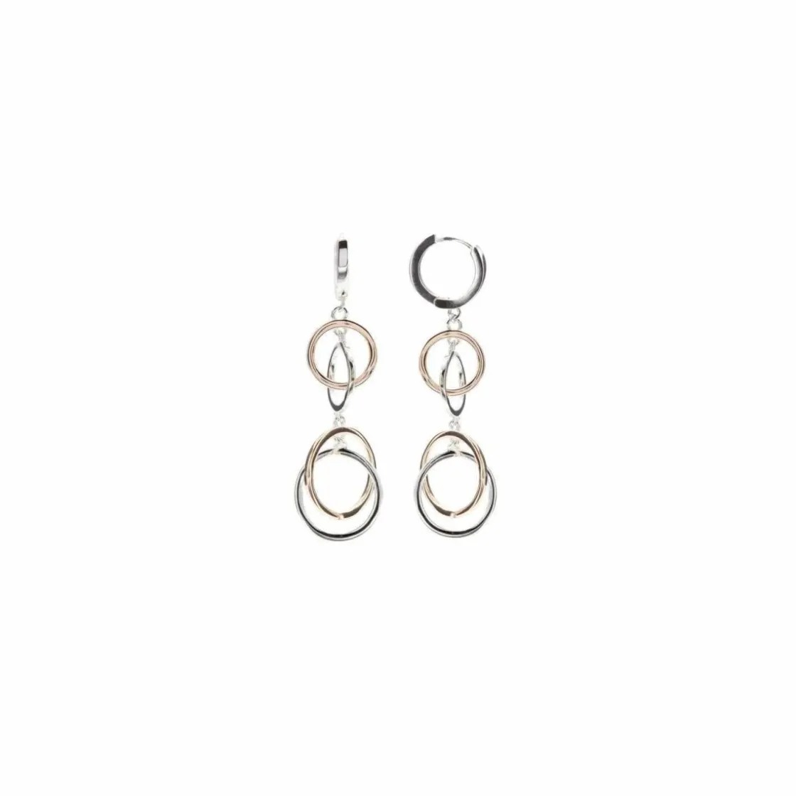 Pendientes Bicolor | LINEARGENT Pendientes bicolor plata con diseño de círculos enredados