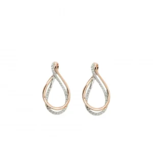 Pendientes Bicolor | LINEARGENT Pendientes bicolor plata motivo curvilíneo de circonita