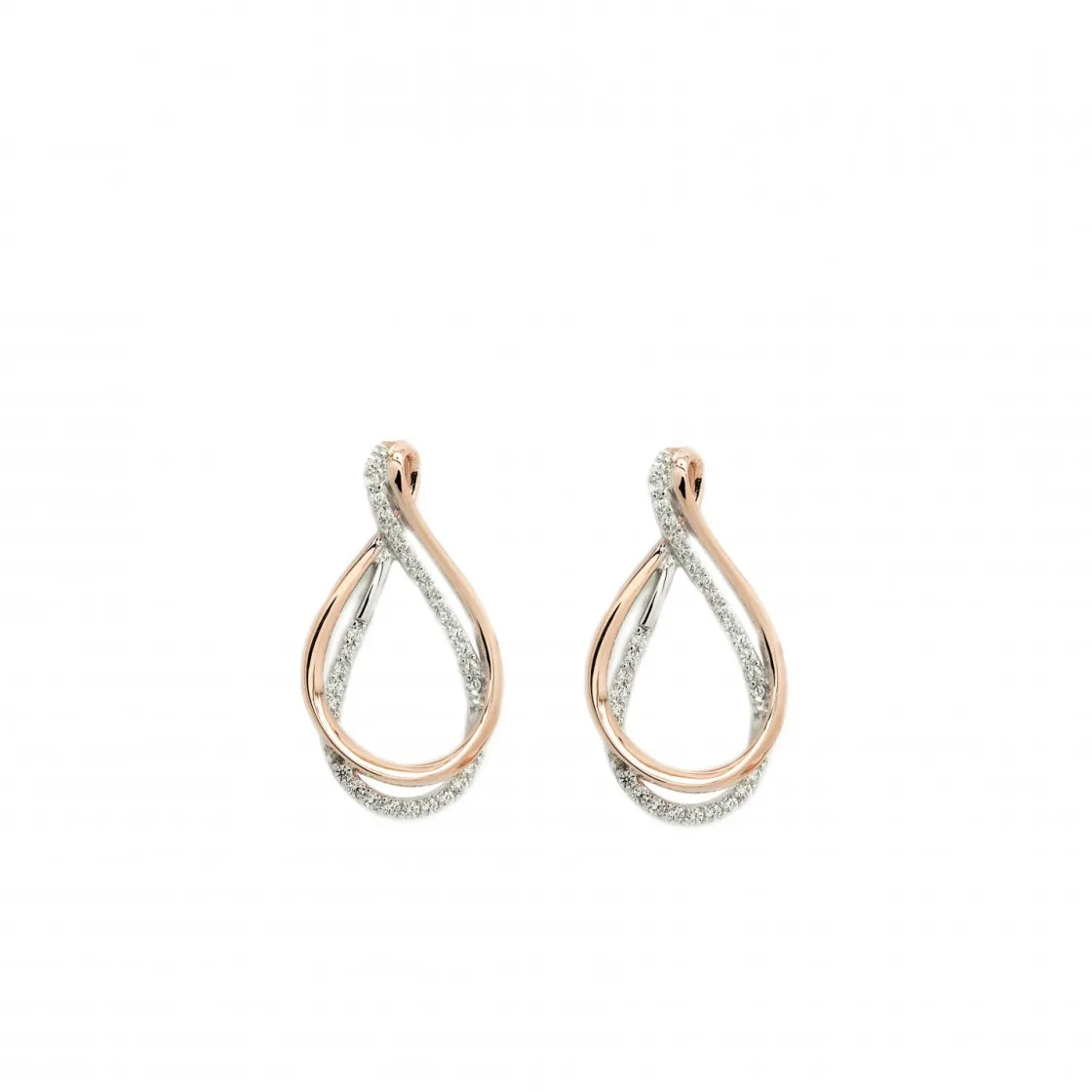 Pendientes Bicolor | LINEARGENT Pendientes bicolor plata motivo curvilíneo de circonita