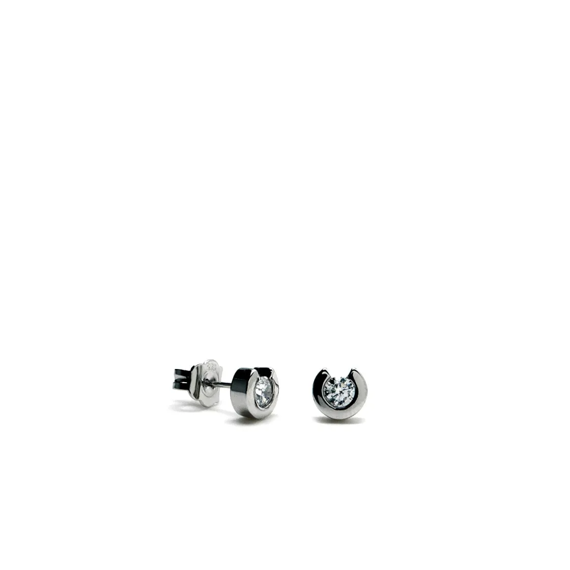 Pendientes Pequeños | LINEARGENT Pendientes botón con contorno semiabierto y circonita