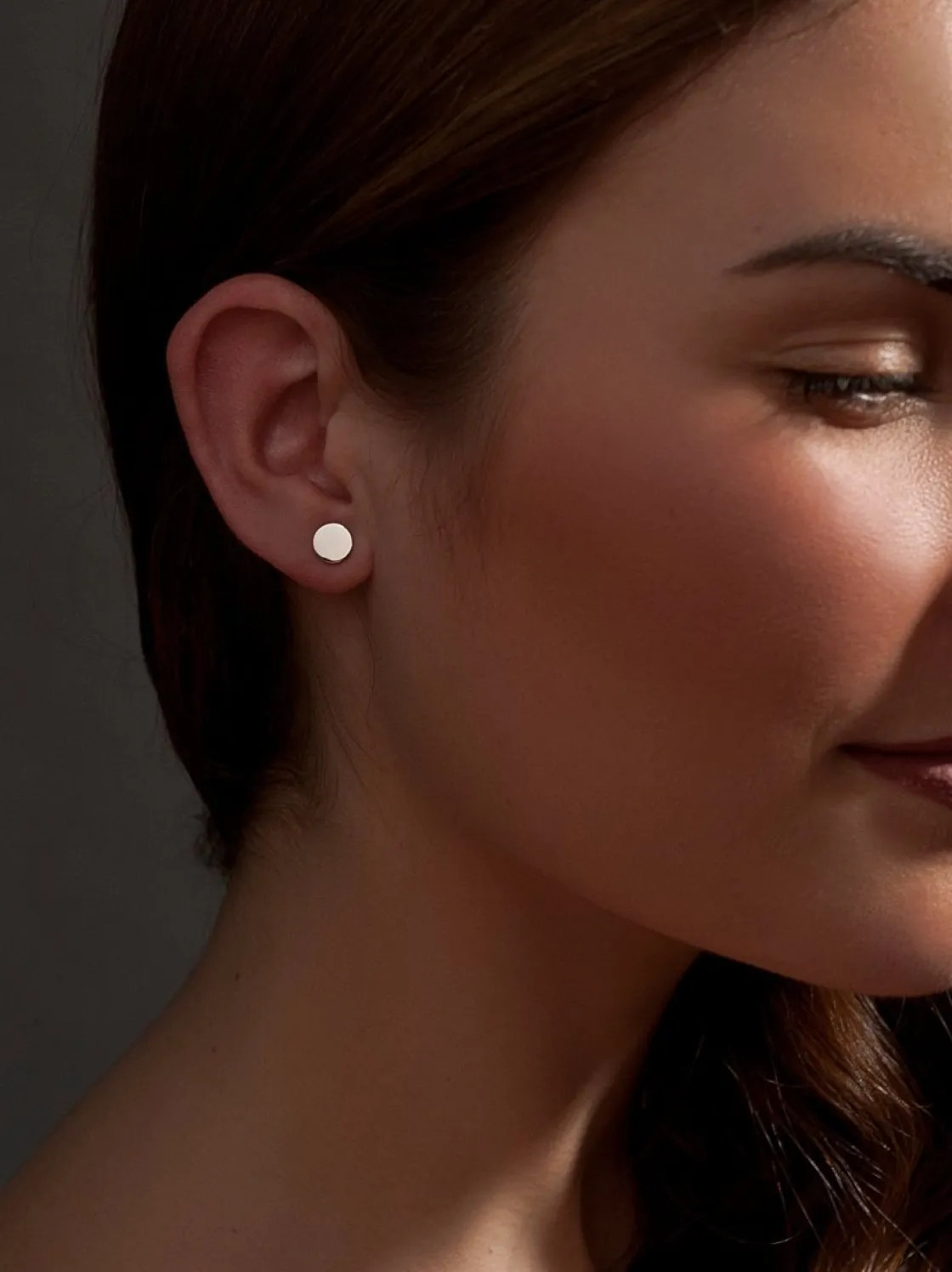 Pendientes Pequeños | LINEARGENT Pendientes botón de plata lisa diseño circular