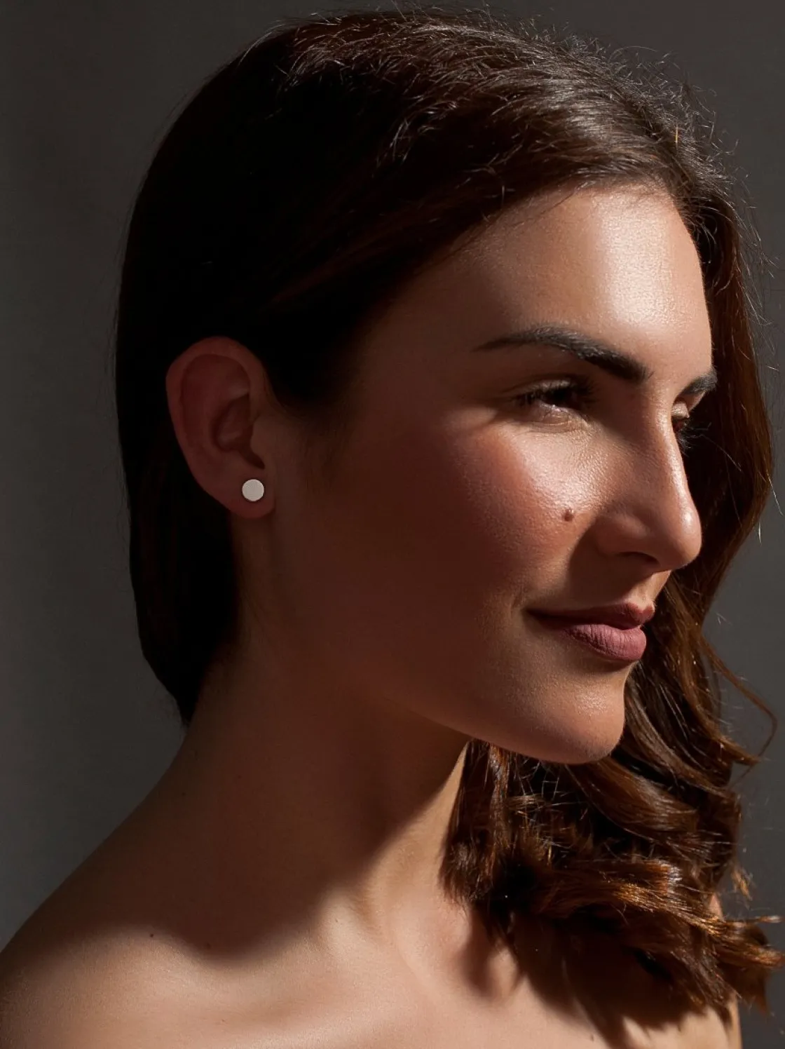 Pendientes Pequeños | LINEARGENT Pendientes botón de plata lisa diseño circular