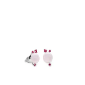 Pendientes De Piedras De Colores | LINEARGENT Pendientes botón diseño burbuja con gemas fucsias