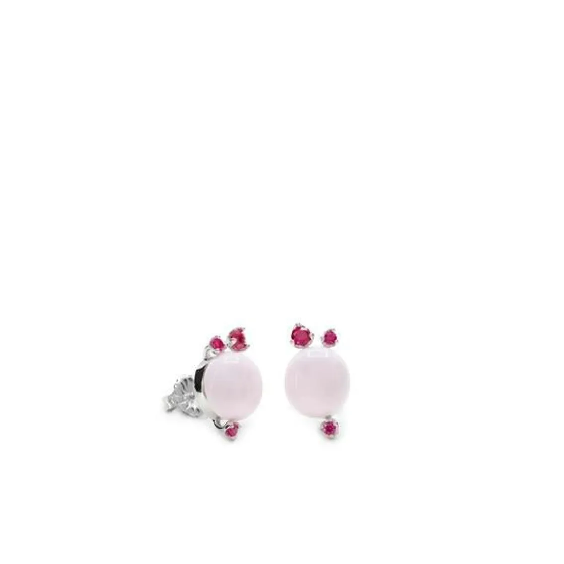 Pendientes De Piedras De Colores | LINEARGENT Pendientes botón diseño burbuja con gemas fucsias