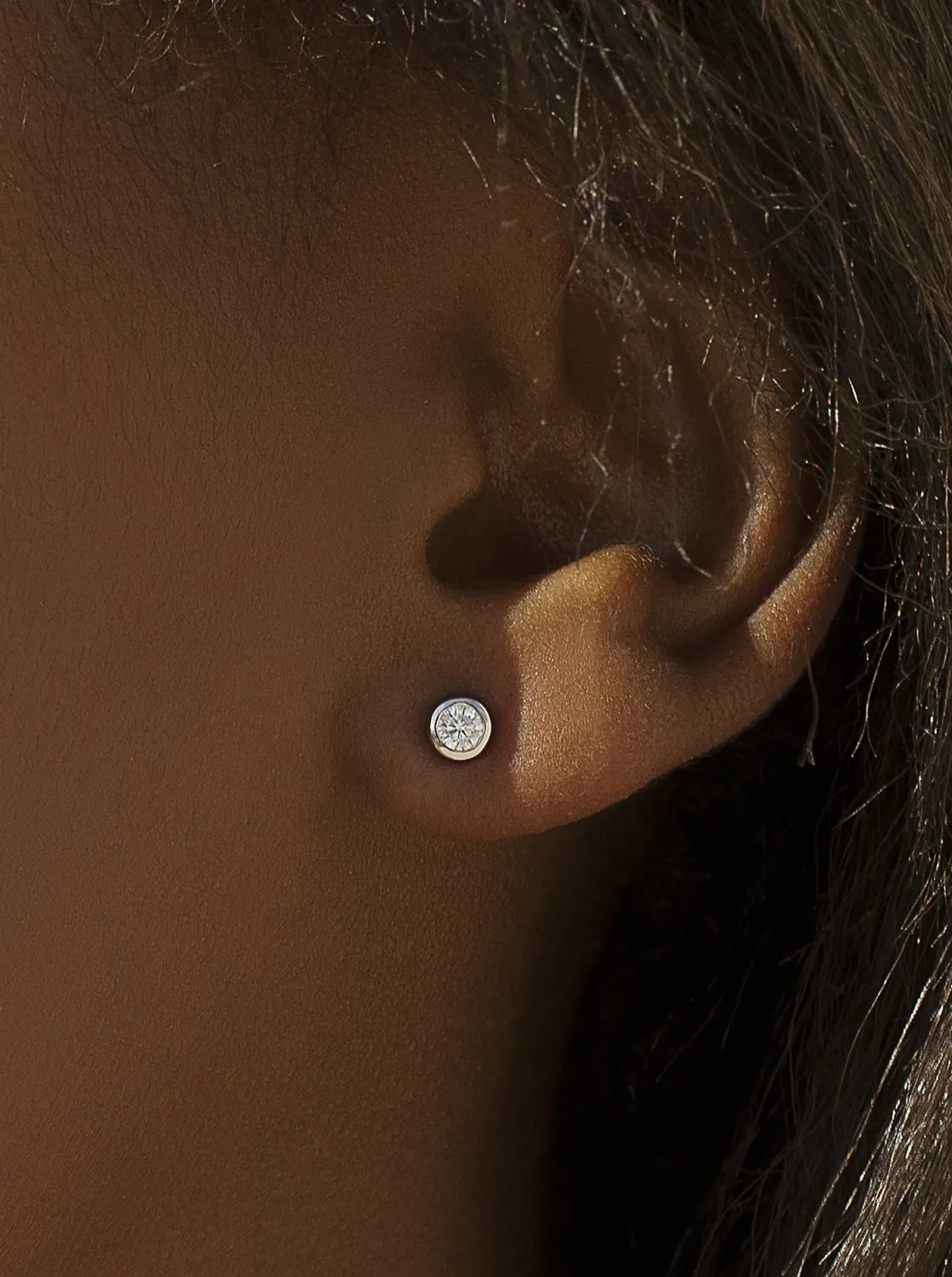Segundo Pendiente | Pendientes Pequeños | LINEARGENT Pendientes botón diseño circular grueso con circonita