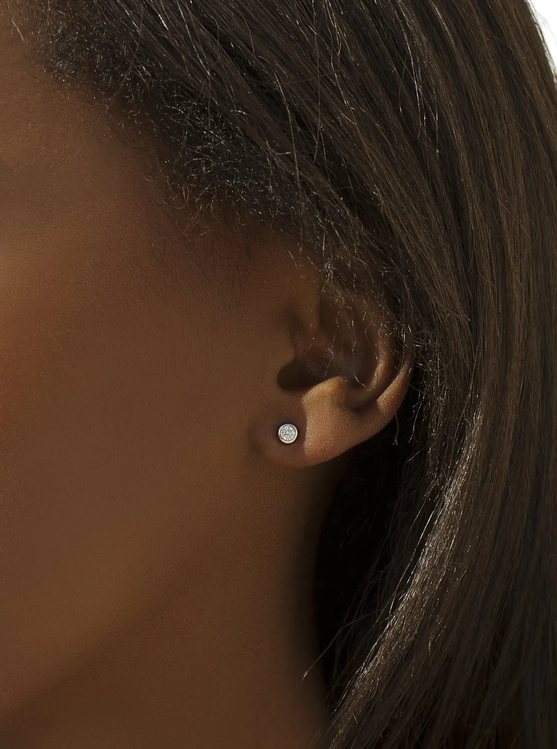 Segundo Pendiente | Pendientes Pequeños | LINEARGENT Pendientes botón diseño circular grueso con circonita