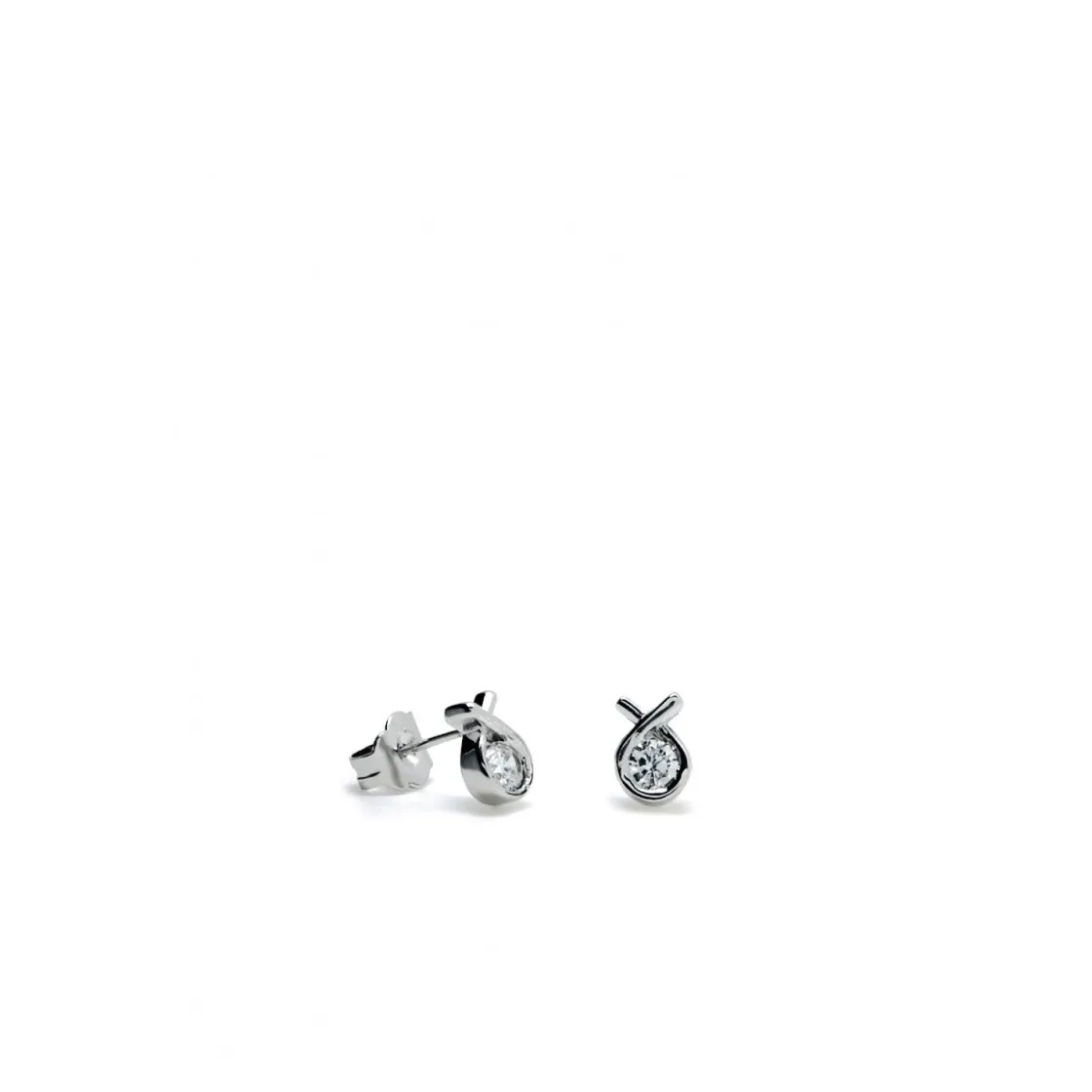 Pendientes Pequeños | LINEARGENT Pendientes botón diseño cruzado con circonita
