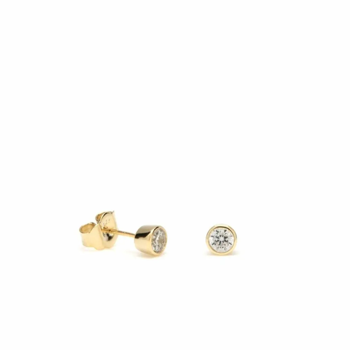 Pendientes Pequeños | LINEARGENT Pendientes botón diseño de circonita bañados en oro