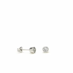 Pendientes Pequeños | LINEARGENT Pendientes botón diseño de circonita y plata lisa