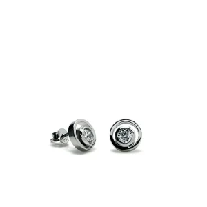 Pendientes Pequeños | LINEARGENT Pendientes botón diseño doble círculo con circonita central
