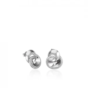 Pendientes Pequeños | LINEARGENT Pendientes botón diseño entrelazado con circonita
