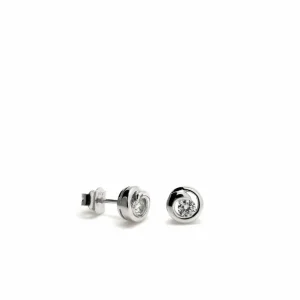 Pendientes Pequeños | LINEARGENT Pendientes botón diseño helice con circonita central