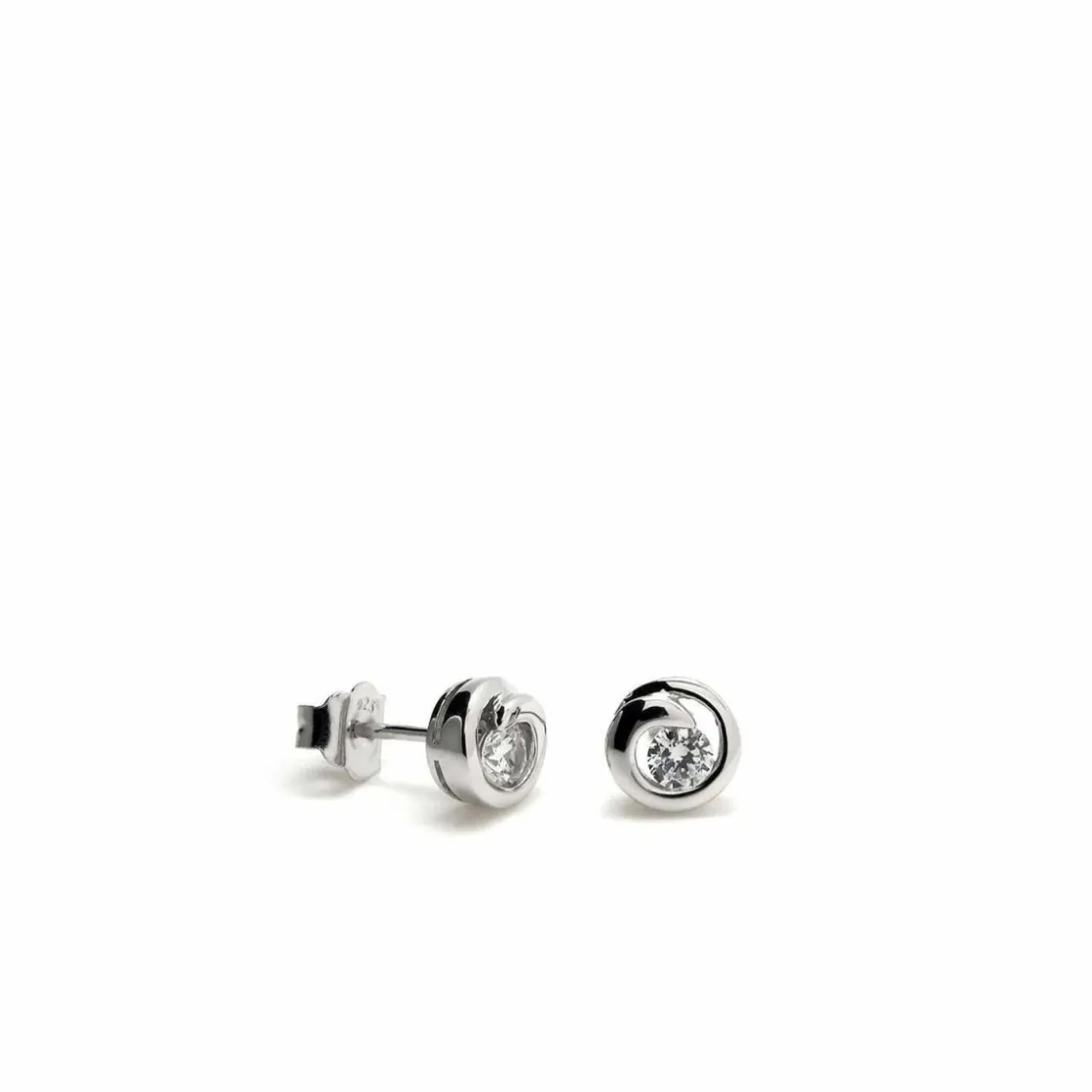 Pendientes Pequeños | LINEARGENT Pendientes botón diseño helice con circonita central