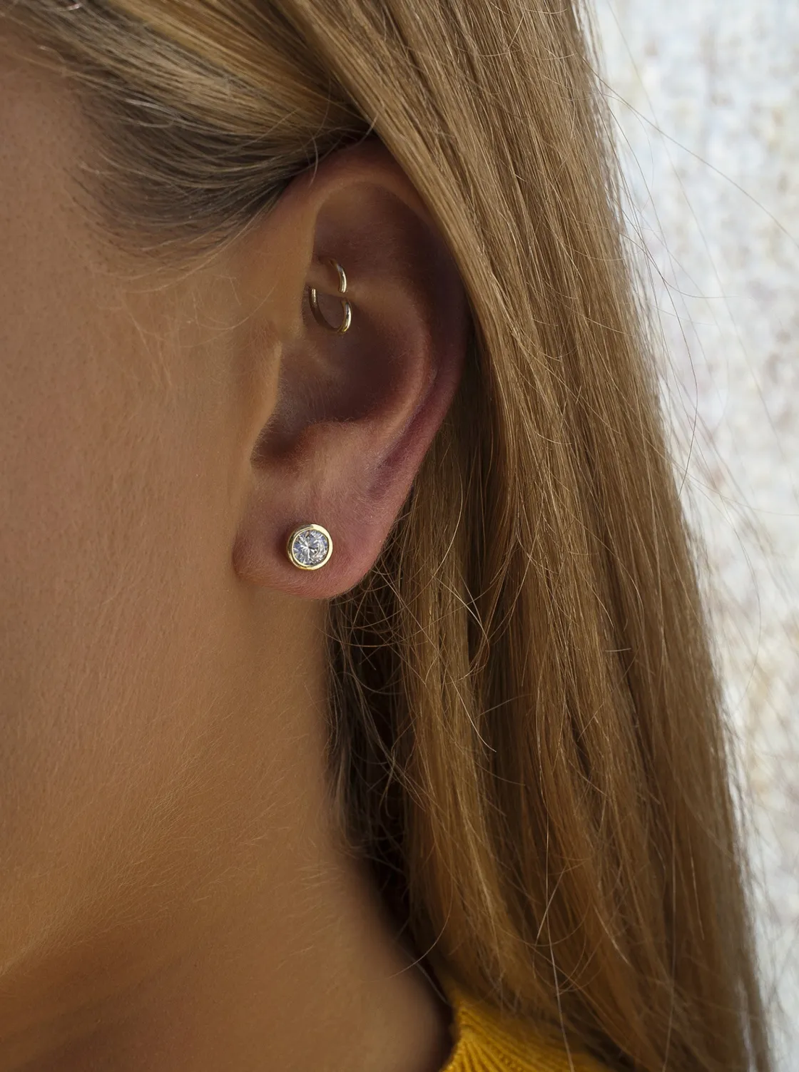 Pendientes Pequeños | LINEARGENT Pendientes botón pequeños diseño circular con circonita
