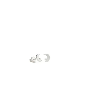 Pendientes Pequeños | LINEARGENT Pendientes botón plata diseño luna y estrella con circonita