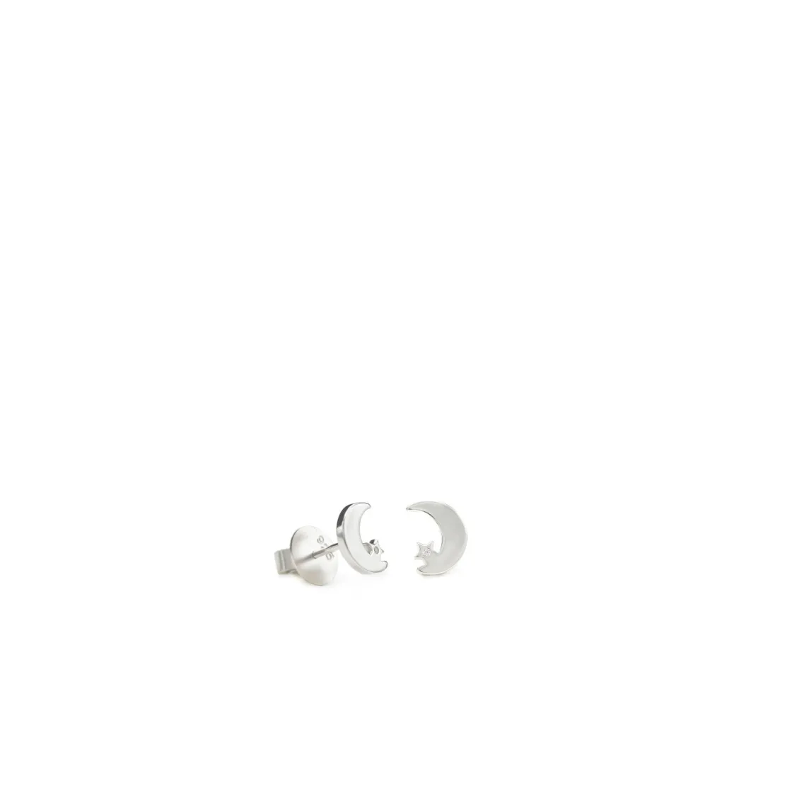 Pendientes Pequeños | LINEARGENT Pendientes botón plata diseño luna y estrella con circonita