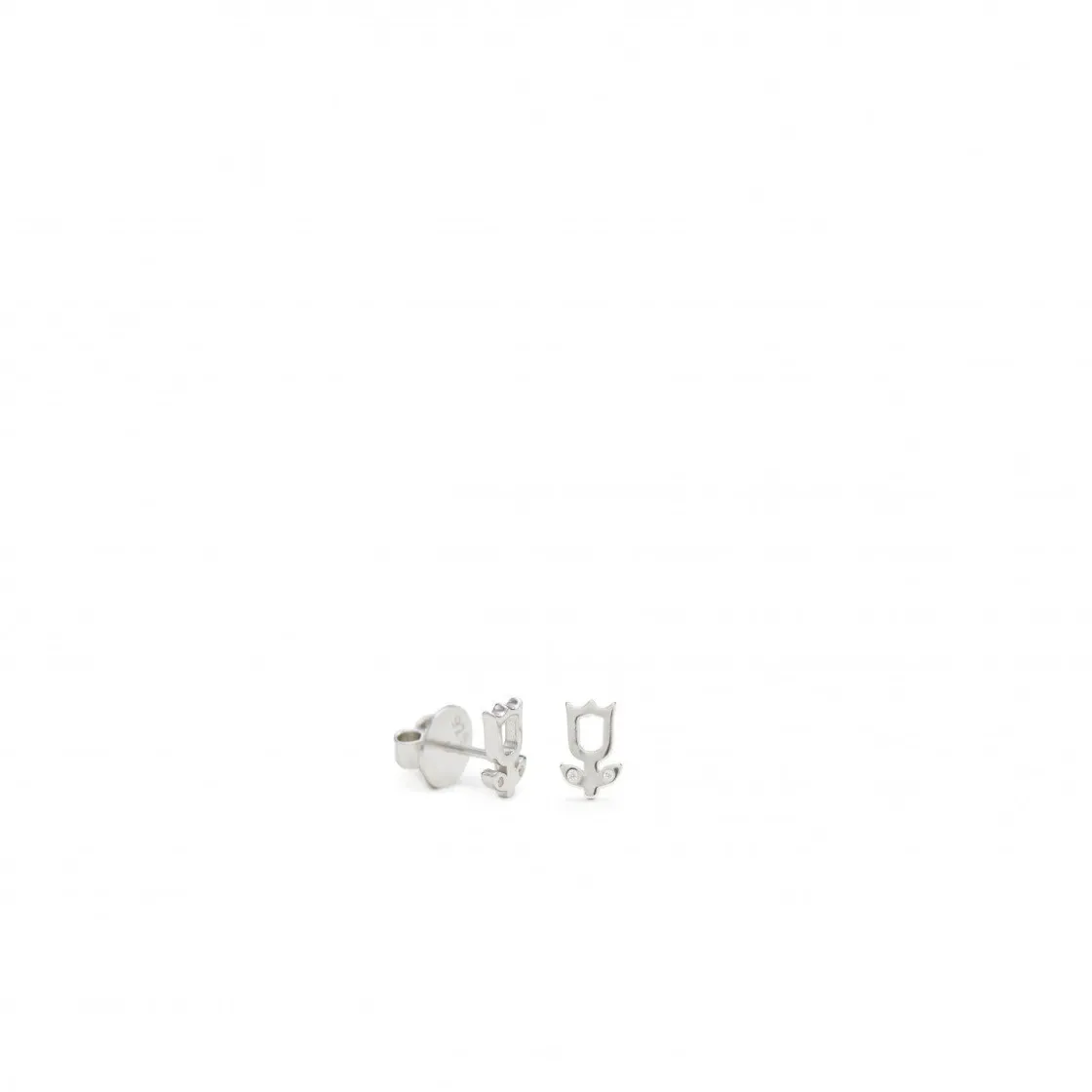 Pendientes Pequeños | LINEARGENT Pendientes botón plata diseño tulipán con circonita