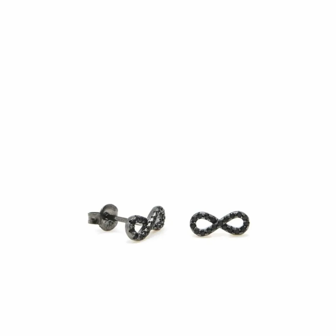 Pendientes Pequeños | LINEARGENT Pendientes brillantes pequeños baño de rutenio motivo infinito